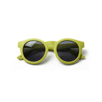 Occhiali da sole zo-oz stile pantos modello Ding verde opaco per bambini 0-2 anni piegati e fotografati dall'alto.